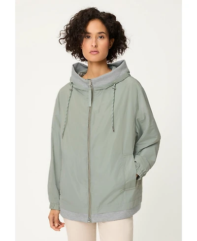 Olsen Women's Mixed Media Hooded Jacket