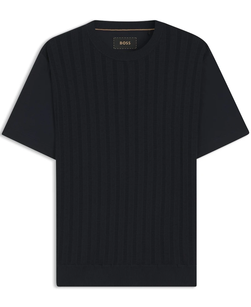 Boss by Hugo Boss Men's Cotton-Silk Cable-Knit T-Shirt