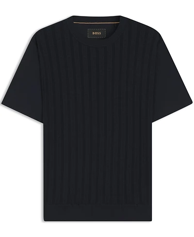 Boss by Hugo Boss Men's Cotton-Silk Cable-Knit T-Shirt