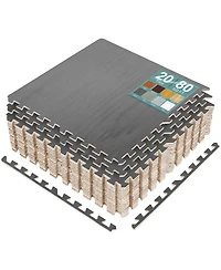 Sorbus 20 Tiles 80 Sq ft Wood Grain Interlocking Floor Foam Tile Mats - for Home, Playroom, Basement, Trade Show