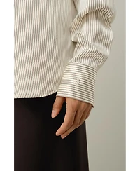 Lilysilk Women's Silk Charmeuse Pinstripe Shirt