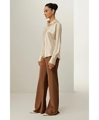 Lilysilk Women's Bias Cut Straight Leg Silk Pants