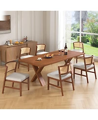 Streamdale Furniture Rattan Dining Chairs (Set of 2) - Upholstered, Curved Back, Hardwood Frame