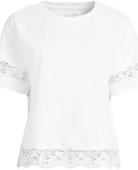 Lands' End Petite Short Sleeve Slub Jersey Cutwork T-Shirt