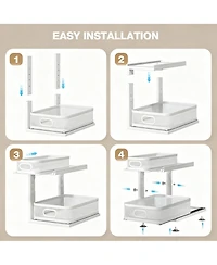 Yigii 2-Tier Under Cabinet Organizer with Ball-Bearing Slides for Easy Access & Adjustable Height