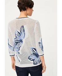Olsen Women's Floral Ajour Knit Sweater