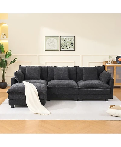 Streamdale Furniture 3-Seat Storage Ottoman Sectional Couch, L-Shaped Bench with Footrest