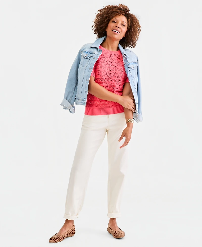 Style & Co Petite Short-Sleeve Crewneck Sweater, Macy's Exclusive