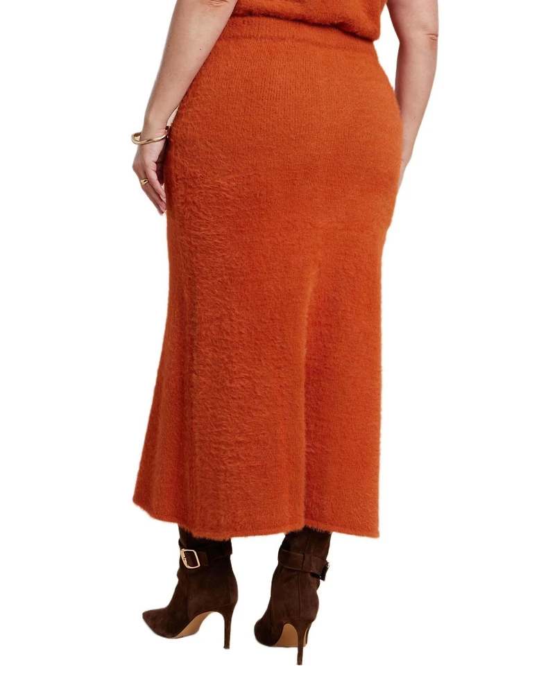 Eloquii Women's Fuzzy Maxi Sweater Skirt