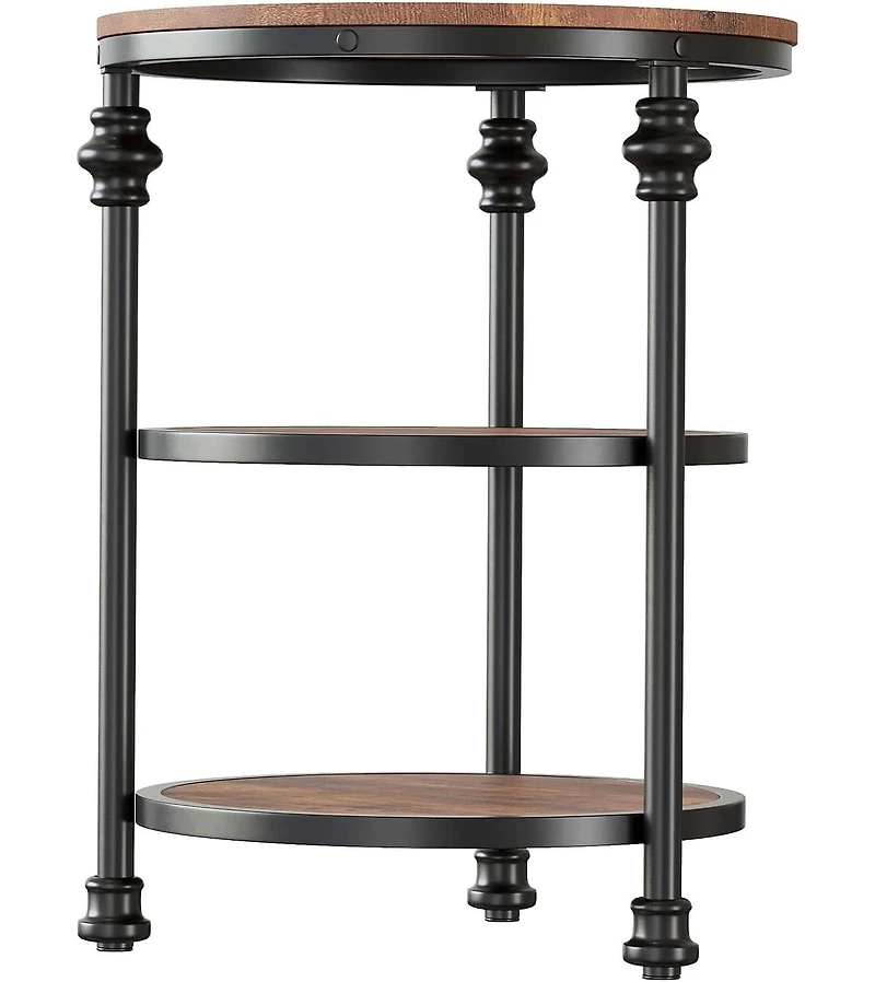 gaomon Round End Table, Small Side Table with 3 Shelves for Living Room, Bedroom, Night Stand Accent Coffee Table with Steel Frame