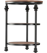 gaomon Round End Table, Small Side Table with 3 Shelves for Living Room, Bedroom, Night Stand Accent Coffee Table with Steel Frame