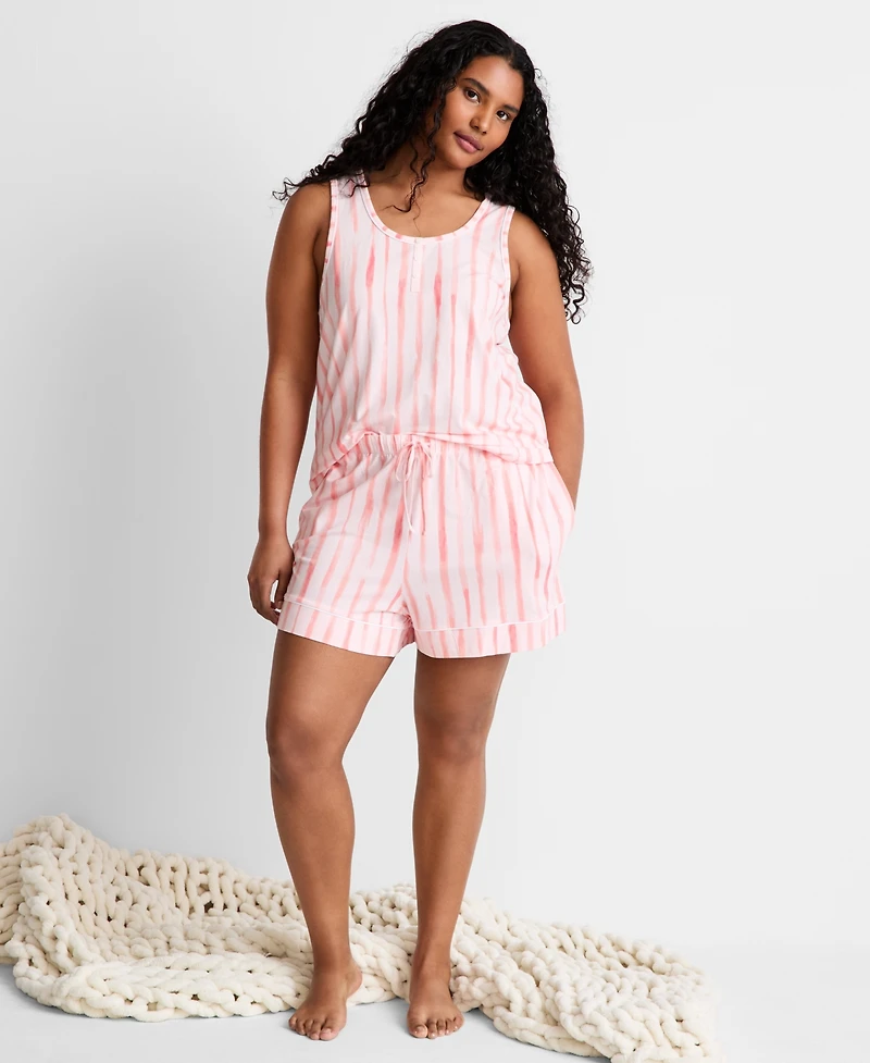 State of Day Women's Henley Tank & Shorts Pajama Set, Macy's Exclusive
