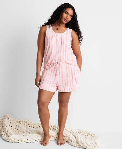 State of Day Women's Henley Tank & Shorts Pajama Set, Macy's Exclusive