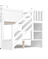 Streamdale Twin Loft Bed with Storage, Desk, Slide & Stairs, White