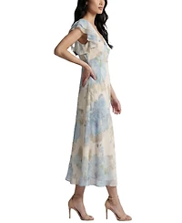 Taylor Women's Ruffle-Sleeve Floral V-Neck Dress