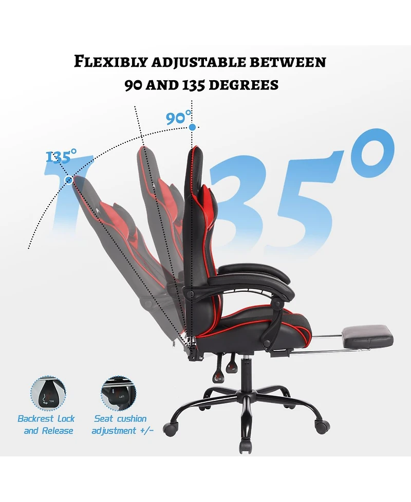 Streamdale Ergonomic Gaming Chair with Footrest & Lumbar Support