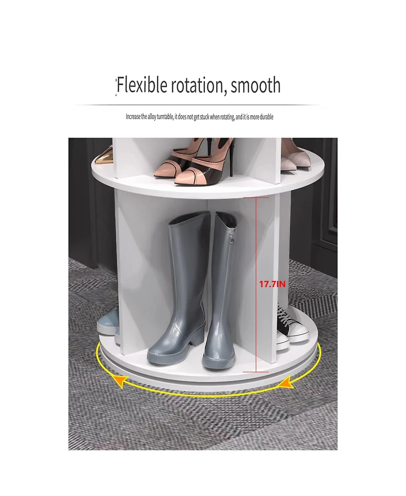 Rainsken 8 Tier Rotating Shoe Rack Tower, Vertical Display Stand Round Carousel, Shoe Storage Organizer for Entryway