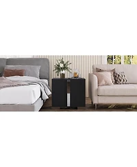 Streamdale Furniture Modern End Table with Drawers and Metal Foot