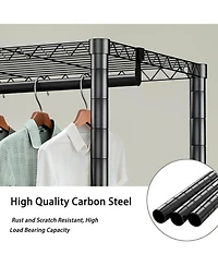 Rainsken Heavy Duty Garment Rack, Freestanding Closet Organizer, Adjustable Wire Shelving Clothes Rack, Wardrobe with 8 Wire Shelves, 5 Clothes Rails