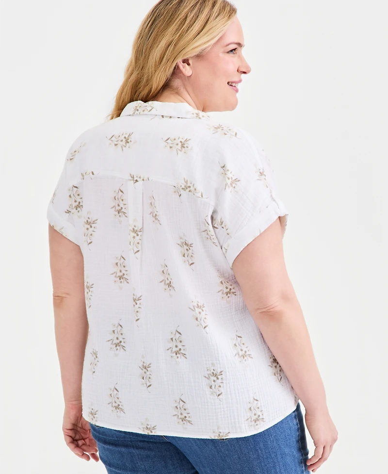 Style & Co Plus Collared Popover Top