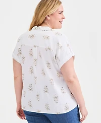 Style & Co Plus Collared Popover Top