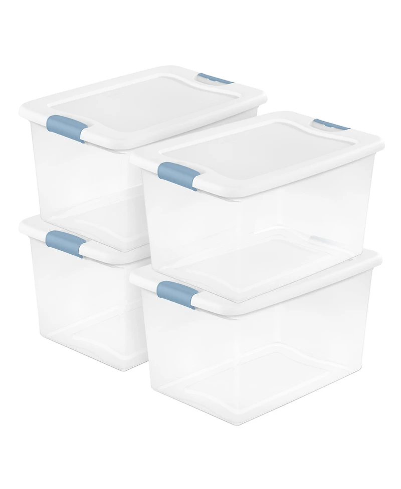 Sterilite 64 Qt Latching Box Stackable Storage Container with Lid, 4 Pack