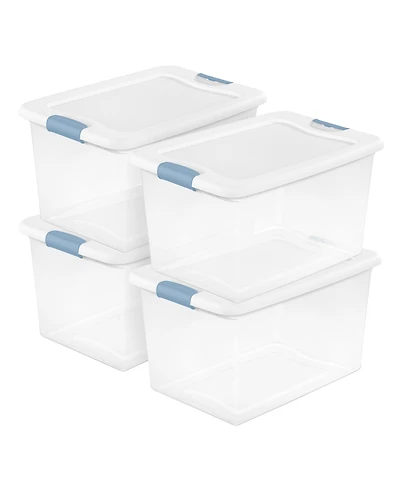 Sterilite 64 Qt Latching Box Stackable Storage Container with Lid, 4 Pack