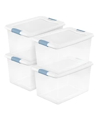 Sterilite 64 Qt Latching Box Stackable Storage Container with Lid, 4 Pack