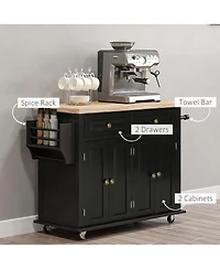 Yigii Adjustable Shelves Kitchen Cart with Drawers, Spice Rack, Towel Bar