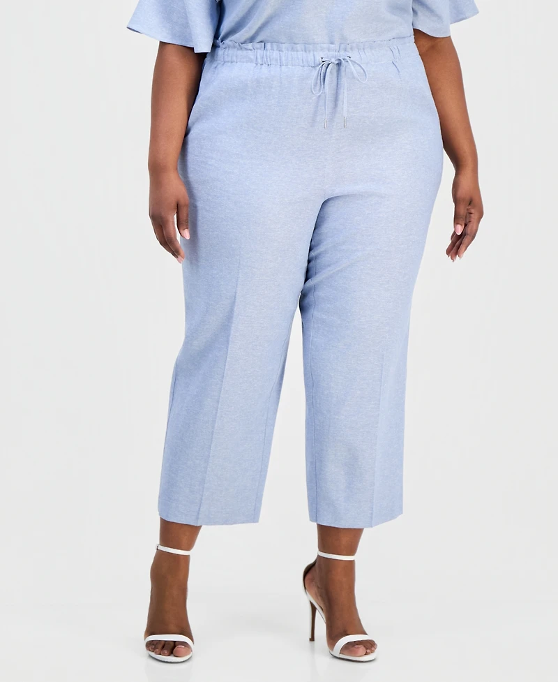 Anne Klein Plus Drawstring-Waist Cropped Pants