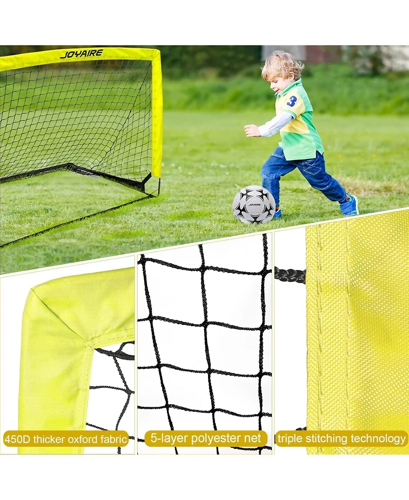 Joyaire Pro-Grade 4x3ft Pop-Up Soccer Goal for Kids – Durable 5-Layer Tear-Resistant Net & 10mm Poles, Portable Training Set with Size 4 Ball