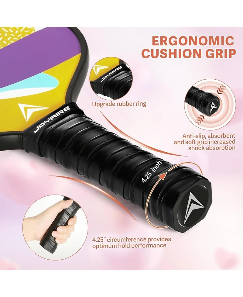 Joyaire Pickleball Paddles Set of 4 Usapa Approved Carbon Fiber, 7.5OZ Lightweight Honeycomb Core, 4 Pickleball, Portable Bag for Beginners