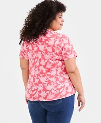 Style & Co Plus Printed Short-Sleeve Henley Top