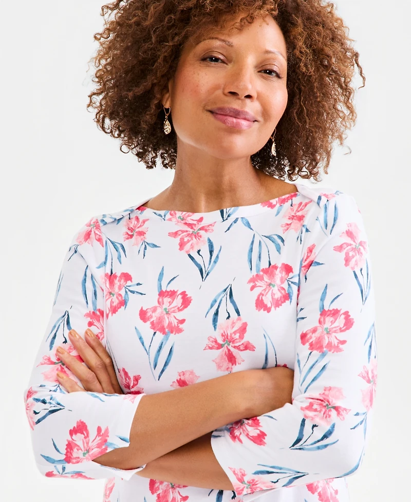 Style & Co Petite Boat Neck Pull-On Top, Macy's Exclusive