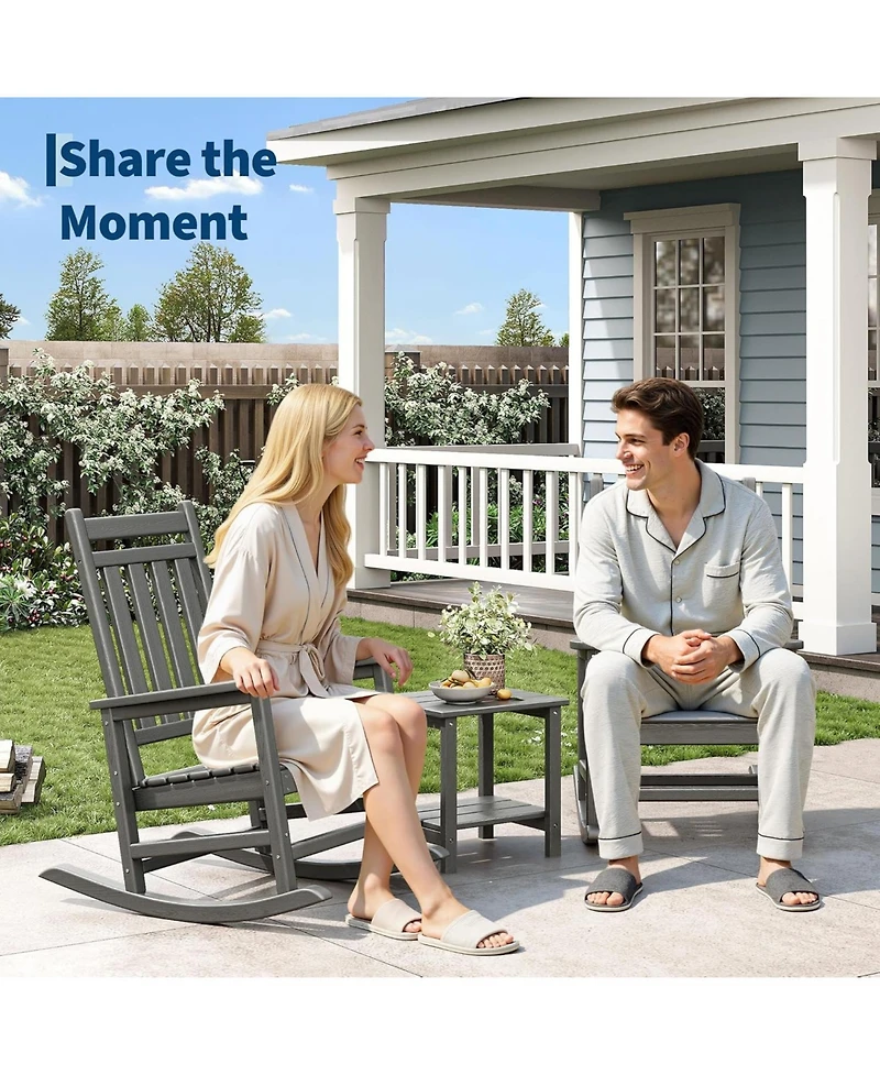 gaomon "Hdpe Outdoor Rocking Chairs Set of 2, All Weather Poly High Back Porch Rockers for Adults, Durable Patio & Front Porch Furniture,