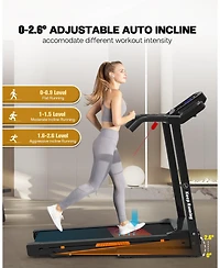 Redliro 3-Level Incline Folding Treadmill for Home, Running Machine with Bluetooth Speakers, Compact Treadmill with 330lbs Capacity