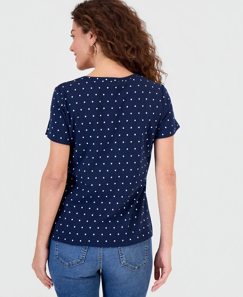 Style & Co Petite Short-Sleeve Henley Neck Top, Macy's Exclusive