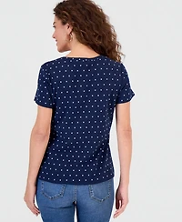 Style & Co Petite Short-Sleeve Henley Neck Top, Macy's Exclusive