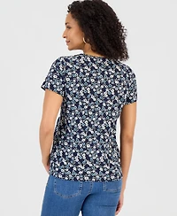 Style & Co Petite Short-Sleeve Scoop Neck Top, Macy's Exclusive