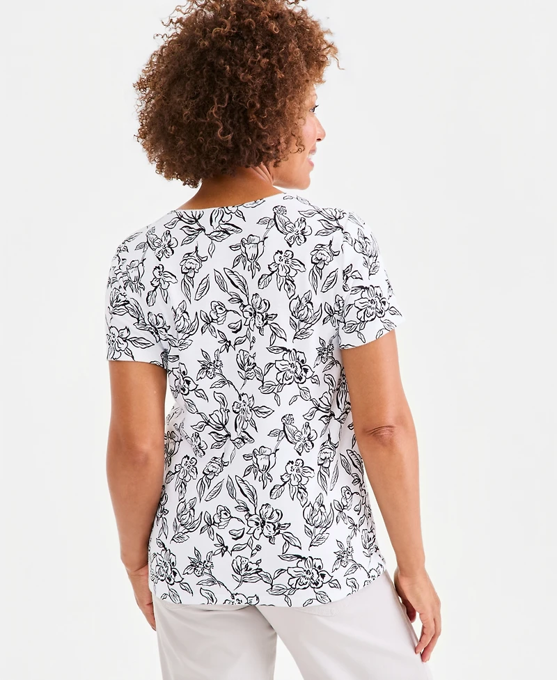Style & Co Petite Printed Scoop Neck Top, Macy's Exclusive