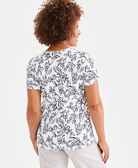 Style & Co Petite Printed Scoop Neck Top, Macy's Exclusive