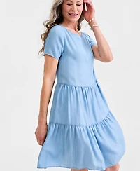 Style & Co Women's Chambray Tiered Dress, Macy's Exclusive