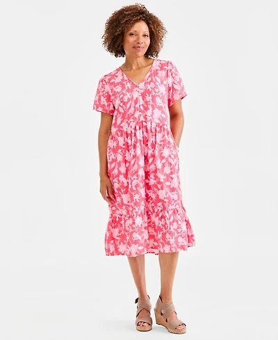 Style & Co Women's Printed Cotton Gauze Midi Dress, Macy's Exclusive