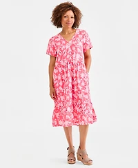 Style & Co Women's Printed Cotton Gauze Midi Dress, Macy's Exclusive
