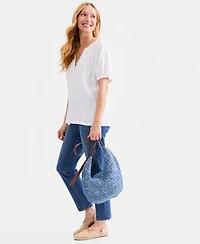 Style & Co Petite Short Flutter-Sleeve Eyelet Top, Macy's Exclusive