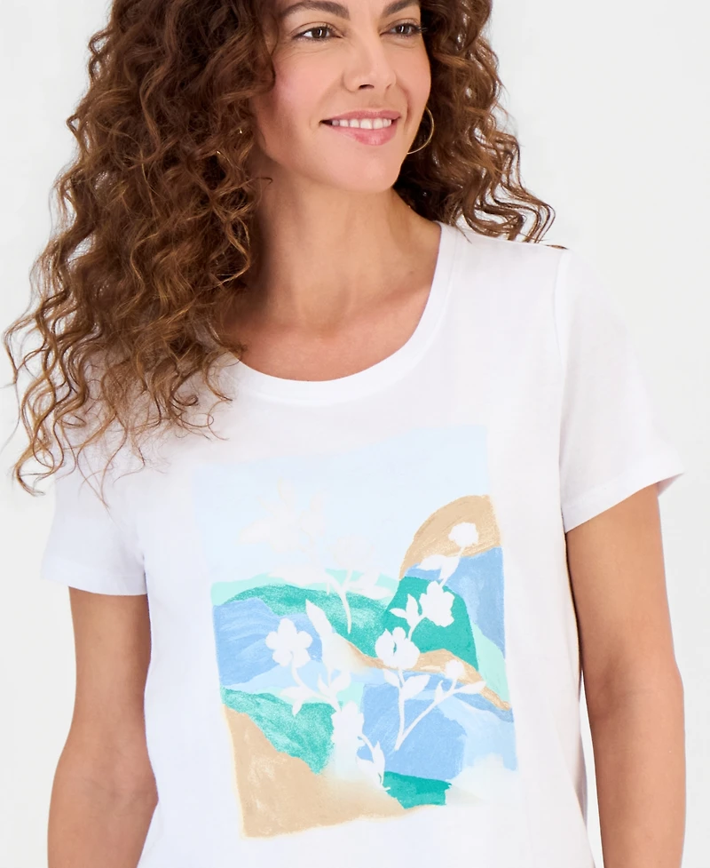 Style & Co Women's Graphic Short Sleeve Crewneck T-Shirt, Macy's Exclusive