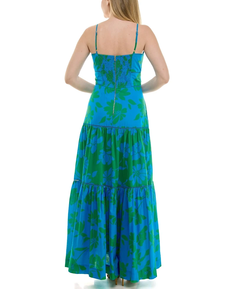 Taylor Women's Tiered Square Neck Floral Dress