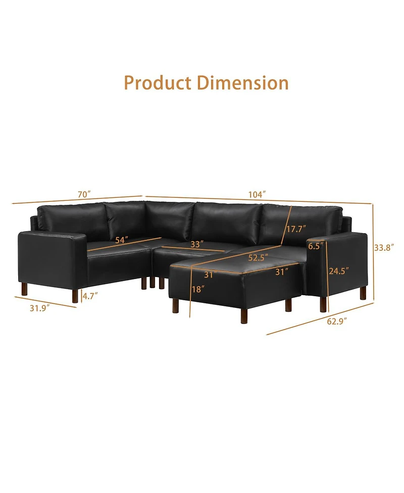 Streamdale Furniture Modern Luxury 5-Piece Modular Sectional Sofa with Ottoman