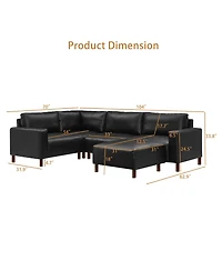 Streamdale Furniture Modern Luxury 5-Piece Modular Sectional Sofa with Ottoman