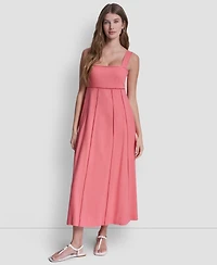 Dkny Jeans Women's Seamed Linen-Blend Tank Square Neck Dress